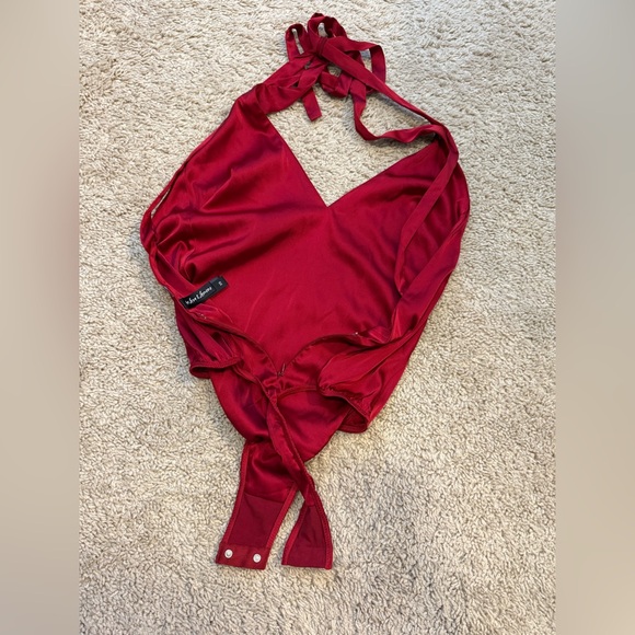FOR LOVE & LEMONS RED BODY SUIT ZIPPER SNAP BUTTONS SIZE XS - Picture 5 of 5